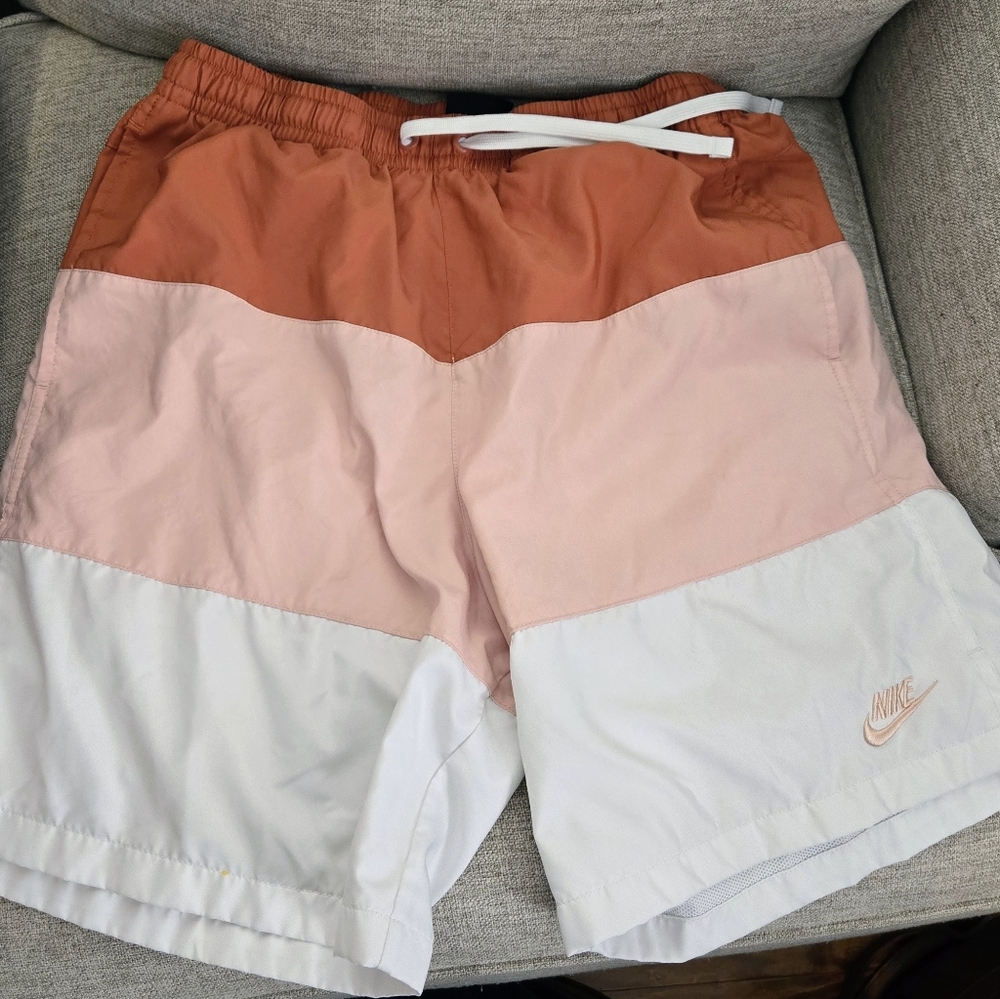 Nike Terracotta Orange and White Swim Shorts Mens Medium
